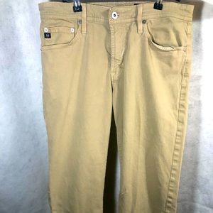 AG Adriano Goldschmied Men 32 Tan The Graduate Tailored Leg Jeans Zip